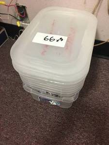 lot 66 image: Lot of 5 Plastic Storage Containers