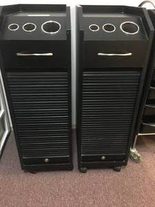 lot 77 image: Lot of 2 Rolling Salon Station Carts Measures Approx. 38 x 12 x 19