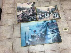 lot 93 image: Variety Lot of 3 Large Parisian Themed Wall Pictures