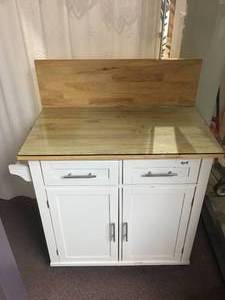lot 105 image: Rolling Kitchen Cabinet Coffee Station Measures Approx. 51 x 36 x 21