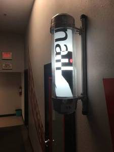lot 123 image: Light Up Nail Salon Spinning Barber Sign