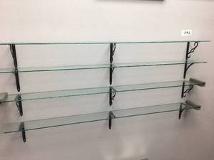 lot 126 image: Glass Shelving Unit - Approx. 4 pieces 64 x 6 with Brackets