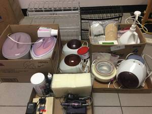 lot 132 image: Large Variety Lot of Pedicure and Waxing Supplies, Equipment and Storage