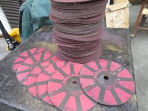 lot 18 image: BRAND NEW SANDING DISKS AND SAND PAPER  GALLON BUCKET FULL