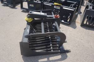 lot 11 image: Brand New Made In America Universal Mount Bobcat Skid Loader Skid Steer 48 Rock Grapple Bucket