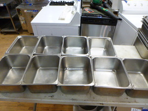 lot 18 image: 9 Stainless Steel Steam Table Pans