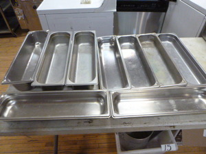 lot 19 image: 9 Stainless Steel Steam Table Pans