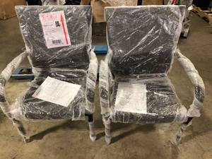 lot 4 image: Noble House Multi Brown Stackable Plastic Outdoor Dining Chairs (Set of 2) Customer Returns See Pictures
