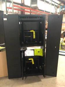 lot 25 image: Husky 5-Piece Regular Duty Welded Steel Garage Storage System in Black (78 in. W x 75 in. H x 19 in. D) Customer Returns See Pictures