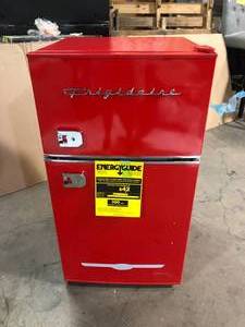 lot 28 image: Frigidaire 3.2 cu. ft. 2 Door Retro Mini Fridge in Red Customer Returns See Pictures