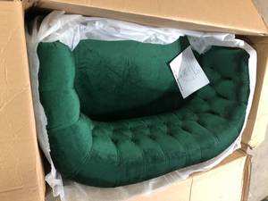 lot 33 image: Noble House Milani 51.5 in. Emerald Solid Velvet 2-Seats Loveseats with Armrests  Customer Returns See Pictures