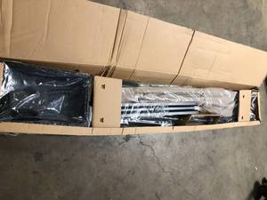 lot 38 image: StyleWell 8 ft. Steel Cantilever Patio Umbrella in Riverbed Brown Customer Returns See Pictures