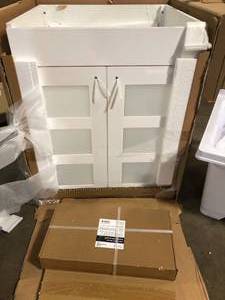 lot 21 image: Vanity Cabinet and Sink Customer Returns See Pictures