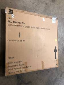 lot 23 image: Mix and Match Steel 42 inch Mesch Dining Table  Customer Returns See Pictures