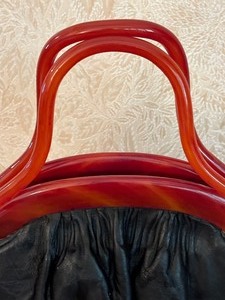 Vintage Leather Ladies Handbag with Lucite Handle
