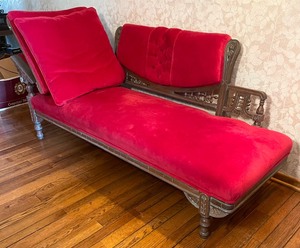 Vintage Red Velvet Adjustable Chaise Lounge