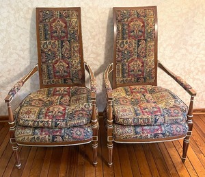 Pair of Vintage High Back Vintage Chairs