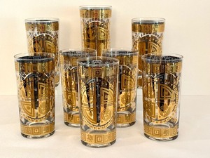Set of Eight Vintage Culver Coronet 22k Highballs