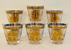 Set of Six Vintage Culver 22k Lowballs