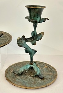 Pair of Decorative Metal Candlestick Holders