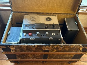 Vintage Steamer Trunk with Retrofitted Reel to Reel Player