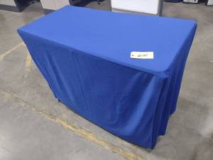 lot 610 image: (12) 4x2 Fitted & Skirted Table C...
