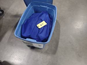 lot 611 image: (2) 8x30 Fitted & Skirted Table ...