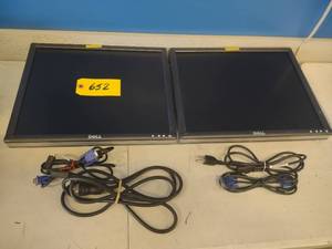 lot 652 image: (2) Dell 19 Monitors...