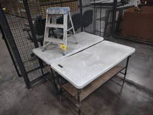 lot 733 image: (2) 2x4 Tables & Ladder...