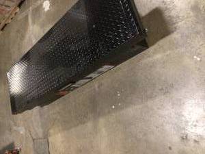 lot 6 image: Husky 71.36 in. Matte Black Aluminum Full Size Crossbed Truck Tool Box Does Not Have Keys Does Not Open Customer Returns See Pictures