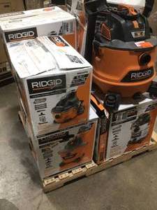 lot 7 image: Pallet of WetDry Ridgid Shop Vacs Various Models and Conditions Customer Returns See Pictures