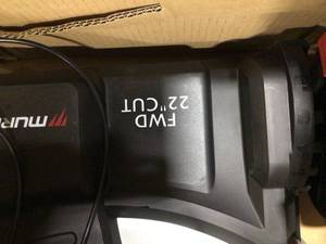 lot 40 image: Murray 22 in. 140 cc Briggs & Stratton Walk Behind Gas Self-Propelled Lawn Mower with Front Wheel Drive and Bagger Damaged on wheel  Customer Returns See Pictures