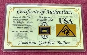1 Grain 25 Karat Gold Bar