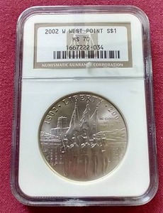 2002-W West Point Silver Dollar - NGC MS70