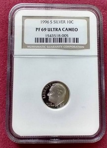 1996-S Silver Dime - NGC PF 69 Ultra Cameo