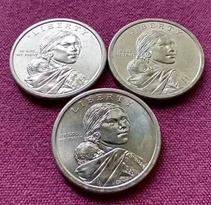 (3) Sacagawea $1 Coins - All Different Reverse Designs