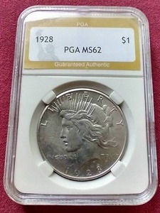1928 Peace Dollar - PGA MS62 - KEY COIN