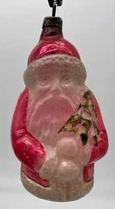 lot 10 image: Vintage Glass Santa Holding Christmas Tree Ornament