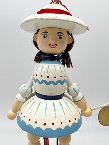 lot 13 image: Vintage Wooden Jumping Jack Pull Toy Ornament Boy & Girl
