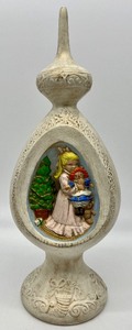 lot 19 image: Vintage Byron Molds Ceramic Christmas Scene with Raggedy Ann Tree Topper or Table Decor