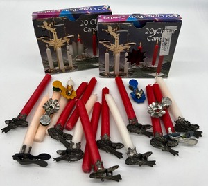 lot 52 image: Vintage Metal Candle Tree Clips and Candles
