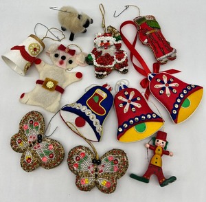 lot 63 image: Vintage Assorted Christmas Ornaments - Plush and Sequin
