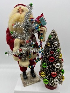 lot 72 image: Santa & Wire Brush Tree with Ornaments