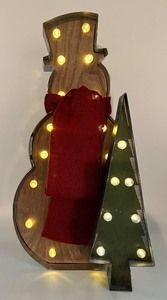 lot 73 image: Lighted Marquee Snowman and Tree