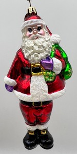 lot 100 image: RADKO Blown Glass Christmas Ornament - Two Piece Santa