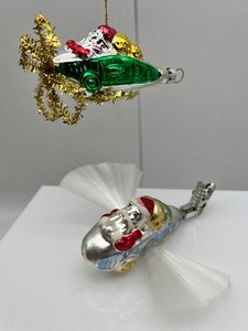 lot 108 image: Vintage Airplane Ornaments - Hanging and Clip with Spun Glass