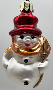 lot 154 image: RADKO Blown Glass Christmas Ornament - Snowman with Gold Scarf