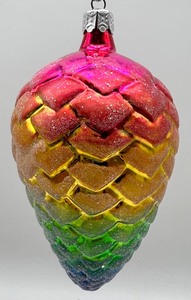 lot 159 image: RADKO Blown Glass Christmas Ornament - Rainbow Pinecone