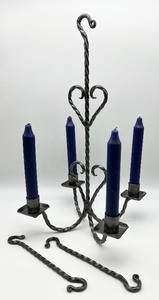 lot 166 image: Scandinavian Hanging Hand Forged Metal Candelabra Candle Holder