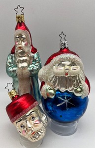 lot 173 image: INGE GLAS Glass Ornaments - German - Santa Trio
